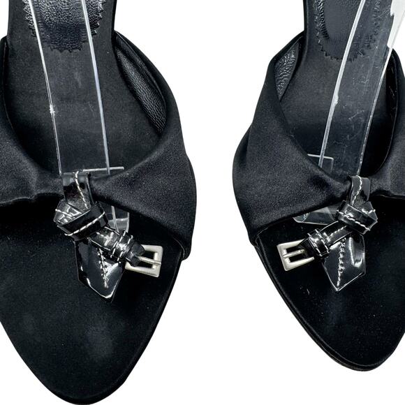 Prada Vintage Black Satin Peep Toe D’Orsay Pumps with Buckle Detail EU 40 US 10 - Picture 3 of 8